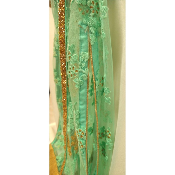 womens fancy SOCTH turquois‎ & gold saree top and cover, size L - Picture 12 of 16